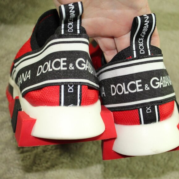 Dolce & Gabbana Mens Size 10 Sorrento Logo Slip On - Red/Black CS1595 AH677 - Picture 5 of 6